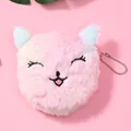 Süße rosa und blau verlaufende Plüsch-Katzen-Geldbörse mit Reißverschluss und Kette - Katze-Stil / Lächelndes Rosa