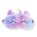 Detail of colorful gradient unicorn plush eye mask with silver horn and soft embroidery - Light Purple