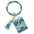 Chic blue snake texture bracelet keychain with a matching card holder and tassel - Light Blue