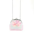 Roze pailletten schoudertas met strik en zilveren metalen ketting voor kinderen - Roze Wit