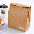 Brown vintage paper lunch bag with thermal aluminum film and foldable roll-top closure - DuPont Paper Brown Folded Style
