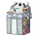 Hanging baby diaper caddy with white cloud print and mesh storage compartments for cribs - Grey Cloud