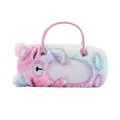 Regenbogen-Plüsch-Bärentasche mit rosa PVC-Griff und süßem besticktem Gesicht - Bunter Bär