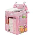 Pink hanging diaper organizer for crib with cloud patterns and large storage capacity - Pink Cloud