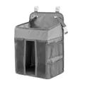 Detail of grey baby diaper organizer with mesh pockets and adjustable hanging straps - Gray