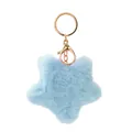 Detail of soft blue plush star keychain with shiny golden lobster clasp and metal ring - Blue Star