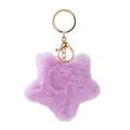 Plush purple star keychain with golden metal clasp for backpacks and handbags - Purple Star
