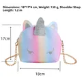 Detaillierte Größenangaben für glitzernde Regenbogen Einhorn Herz Umhängetasche für Kinder - Glitzer Einhorn Tasche