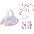 Set gioielli borsa a tracolla unicorno in peluche con borsa arcobaleno e collana di perle - Accessori Gioielli Unicorno Colorati