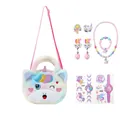 Set gioielli unicorno per bambine con borsa a tracolla arcobaleno in peluche e perline - Collezione Unicorno Colorato