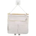 Hängende Nachttisch-Aufbewahrungstasche mit Hauptfach und zwei kleinen Fronttaschen - Beige (Mit Haken) / Beige