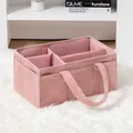 Pink teddy fleece diaper caddy organizer with three compartments and plush handle - Pink