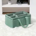 Green fleece diaper caddy organizer with four sections and side handles for home storage - Green