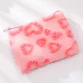 Borsa per cosmetici in peluche rosa con motivo a cuore e cerniera per il viaggio - Rosa