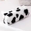 Astuccio di peluche con stampa mucca ad alta capacità e chiusura a cerniera - Stile Stampa Mucca Bianco E Nero