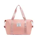 Pink large capacity travel bag for gym and sports with durable water resistant fabric - Pink