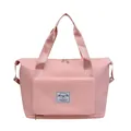 Pink large capacity sports gym bag with waterproof fabric and bottom expansion layer - Pink