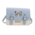 Borsa bicolore azzurra e bianca con un elegante fiocco in metallo argento - Stile Contrasto Blu E Bianco / Blu