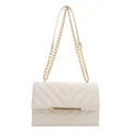 Borsa a tracolla trapuntata bianca con catena dorata e finitura in ecopelle - Bianco