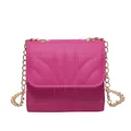 Rose red quilted small square bag with golden chain strap for women - Rose Red