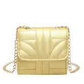 Elegant gold quilted crossbody chain bag with geometric textured faux leather finish - Gold