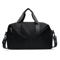 Black travel duffel bag with waterproof dry-wet separation and adjustable shoulder strap - Black