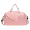 Pink travel bag with wet-dry separation and adjustable shoulder strap for fitness - Pink
