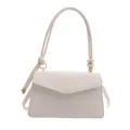 Sac bandoulière blanc moderne avec texture crocodile et garnitures métalliques dorées - Blanc