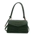 Sac bandoulière vert foncé à texture crocodile avec poignée nouée et boucle métallique - Vert