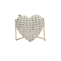 Sac bandoulière pailleté argenté en forme de cœur avec chaîne dorée et fermoir élégant - Argent