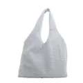 Minimalist light blue hobo bag with unique pleated texture and soft silhouette design - Blue