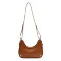 Braune Vintage Schultertasche mit verstellbarem Riemen und silbernen Metallschnallen - Braun