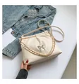 Sac seau en cuir PU crème avec design plissé et boucle papillon argentée élégante - Blanc