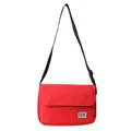 Rote Kuriertasche aus Canvas mit verstellbarem schwarzem Schultergurt und Klappe - Rot