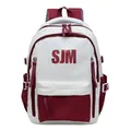 Rot-weißer Kontrast-Rucksack mit SJM-Buchstabendruck und verstellbaren Schnallen - Rot
