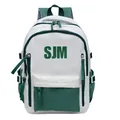 Trendiger Schulrucksack in Grün und Weiß mit SJM-Buchstaben und großem Volumen - Grün