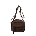 Vintage Umhängetasche aus braunem Cord mit roten Erdbeeren und praktischer Vordertasche - Einheitsgröße / Braun