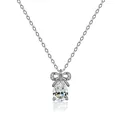 Elegante Halskette aus 925 Sterlingsilber mit Schleifenanhänger und Moissanit in Birnenform - 1 Karat Wassertropfen / Stil 3 / Weiß