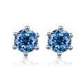 Κομψά σκουλαρίκια S925 με μπλε moissanite και δέσιμο έξι προεξοχών σε λευκό φόντο - Βασιλικό Μπλε (1ct*2)