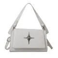 Borsa a tracolla bianca minimalista in pelle con grande fibbia a stella argento - Bianco