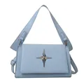 Borsa a tracolla azzurra quadrata con stella d'argento e doppie cinghie regolabili - Blu