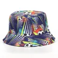 Children's soccer print bucket hat featuring a wide brim and abstract sport patterns - Yellow And Blue Football / 48-52cm 2-5 Years Old