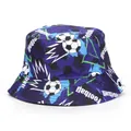 Children's reversible bucket hat with blue soccer ball pattern and wide sun brim - Football / 48-52cm 2-5 Years Old