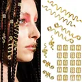 Gold alloy snake spiral hair accessories set for dreadlocks braids and DIY hair styling - Gold Spiral Snake Style