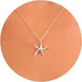 Elegant silver starfish pendant necklace on a minimalist link chain for women - Silver Polished Starfish
