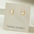 Elegante goldene quadratische Ohrstecker mit Katzenaugenstein und Zirkonbesatz - Geometrischer Rauten Spleißen (31643-ear-G-EP)