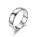 Polished minimalist stainless steel round band ring with mirror-like finish for couples - 6MM Silver / Size 6