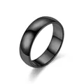 Close-up of a minimalist black stainless steel ring with a high-polished mirror finish - 6MM Black / Size 6