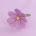 Handmade crochet purple daisy flower with yellow center and green stem for gifts - Purple