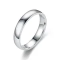 Polished silver stainless steel minimalist band ring with a high-shine mirror finish - 4MM Silver / Size 6